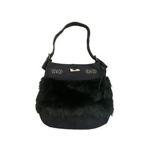 Fur embroidered vintage bag